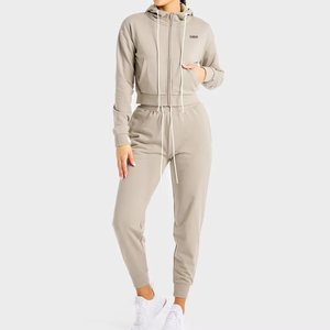 Conjunto Deportivo con Capucha para Mujer, Color Sólido, Manga Larga, Cierre Frontal con Bolsillo, Estilo Casual para Otoño, 100% Algodón, Peso Medio, Corte Regular - Product Image 5