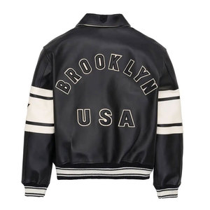 Dernier modèle de veste en cuir Avirex brodée, style streetwear, en cuir de vache véritable, pour homme, imperméable et coupe-vent, pour l'hiver - Product Image 2