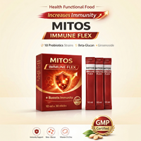 MITOS Immune Flex Soutien Immunitaire Adulte Liquide Oral avec Bêta-Glucane, Ginsénoside, Probiotiques, Vitamine C, Zinc - Durée de Conservation de 24 Mois