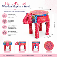 Tabouret éléphant en bois peint à la main d'Inde, design Art Déco, multifonctionnel, table d'appoint décorative pour la maison et le bureau