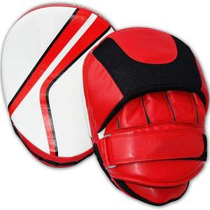 Boxing Target Punching Mitts Leather Red Black Curved Design Durable Training Gear for Boxing Kickboxing Focus Target <b>Pads</b> - Product Image 2