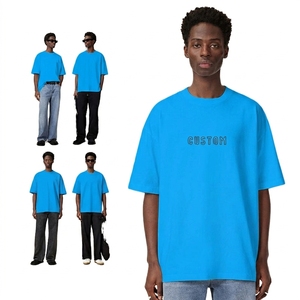 T-shirt pour hommes grande taille |   T-shirt surdimensionné imprimé en coton lourd 280g, streetwear, hauts décontractés - Product Image 2