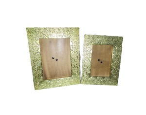 Rectangle Metal Photo <b>Frame</b> with Embossed Pattern Brass Finish Durable Decorative Home Wall Art - Product Image 2