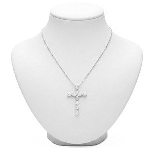 Colgante de Cruz Cristiana con Diamante Moissanita Cultivado en Laboratorio, Corte Pera, Claridad DEF VS VVS, Certificado IGI, Oro Sólido de 10K, 14K, 18K - Product Image 4