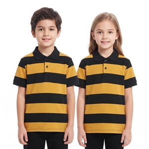 Camiseta Polo a Rayas de Dos Tonos para Niños y Niñas, Tops Casuales de Manga Corta Unisex, Proveedor Mayorista de Ropa de Punto para Niños - Product Image 5