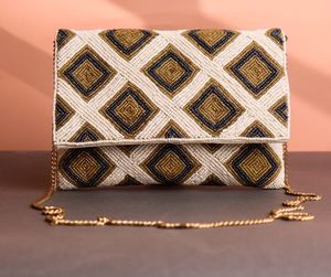 Wholesale Premium Handcrafted Seed <b>Beaded</b> Embroidered Crossbody Handbag Zip Closure-Waterproof Fashionable Women's Shop Outdoor - Product Image 5