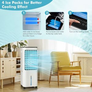 Ventilatore Raffrescatore Evaporativo 4 in 1 con Serbatoio da 12L, 4 Contenitori per Ghiaccio, Condizionatore d'Aria Elettrico Autoportante - Product Image 6