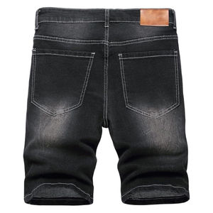 Shorts en jean bleu clair pour hommes, décontractés, mi-longs, avec ceinture élastique, pour l'été, pour l'extérieur, à la mode, avec poches - Product Image 2