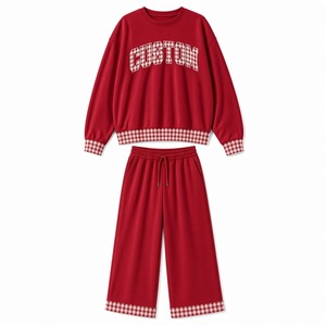 Conjunto de Ropa Deportiva Suave para Mujer, Sudadera Premium con Cuello Redondo y Pantalones Rectos a Juego, Servicio OEM Personalizado, Pedidos de Ropa al por Mayor - Product Image 1