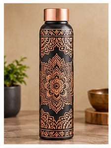 Botella de Agua Geométrica Multicolor de Cobre con Tapa de Cobre, Recipiente Portátil para Bebidas de Viaje - Product Image 3