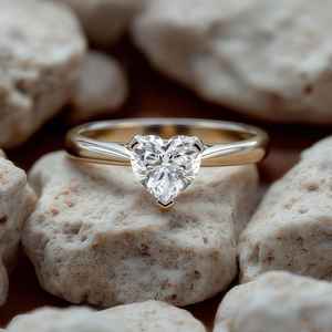 Anillo de Compromiso Solitario con Moissanita de 2.00CT, Corte Corazón, Plata 925 Original con Baño de Oro, Estilo Romántico, Joyería de Regalo - Product Image 1