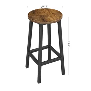 Repose-pieds rond rustique personnalisé minimaliste <span class=keywords><strong>tabouret</strong></span> <span class=keywords><strong>de</strong></span> <span class=keywords><strong>bar</strong></span> en bois sans dossier avec cadre en métal - Product Image 3