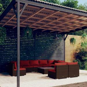 Conjunto de Muebles de Jardín de Ratán PE Marrón con Acero con Recubrimiento en Polvo para Espacios Exteriores - Product Image 1