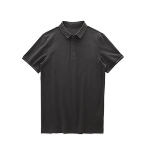 Chemise de golf pour homme à logo personnalisé sur le devant, unie, teinte, manches courtes, respirante, col en V, tissu jersey décontracté de haute qualité, 180g - Product Image 5