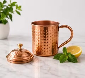 แก้วทองแดงขนาดเล็กพร้อมด้ามจับทองเหลืองลายตอกผิวด้าน สำหรับดื่มชา กาแฟ - Product Image 5