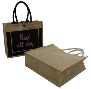 กระเป๋าผ้ากระสอบป่านแบบสั่งทำพิเศษ พร้อมช่องผ้าแคนวาส เป็นมิตรกับสิ่งแวดล้อม เหมาะเป็นของขวัญงานแต่งงาน สำหรับการช้อปปิ้ง ท่องเที่ยว หรือเป็นของขวัญเพื่อนเจ้าสาว - Product Image 4