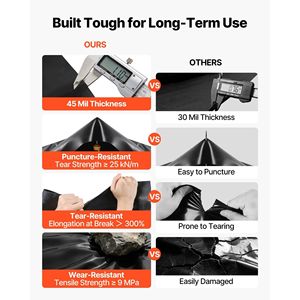 Telo in Gomma EPDM Spesso 45 Mil (8x10 piedi) per Laghetto, Impermeabile e Durevole, Facile da Tagliare per Laghetti Esterni, Rivestimento Geosintetico in Argilla - Product Image 4