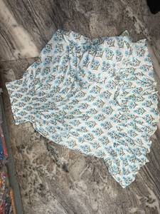 Cotton <b>Patchwork</b> Flair Frill Long Maxi <b>Skirt</b> Dress Boho Style A-Line Design with Belt & Tassel Breathable - Product Image 2