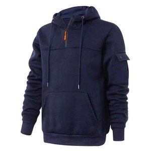 Premium High Quality Custom Oversized Wholesale Retro Men's Sweatshirt Work Half Zip Up Jumper Hoodie Hooded Jacket <b>Coat</b> Tops - Product Image 2