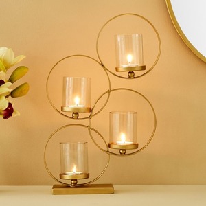 Gold Brass 5 Arm <b>Candelabra</b> with Bird Decorative Detail Taper Candle Holder Stand Home Decor - Product Image 3