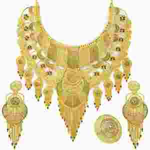 Juego de Joyería Larga de Latón con Baño de Oro de 14K, 18K, 24K, Estilo Turco y Dubái, Diseño Tradicional, Joyería de Moda de Alta Calidad, Venta al por Mayor - Product Image 4