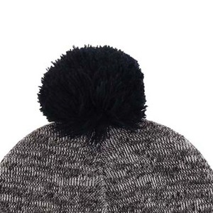 Gorro de Punto Unisex con Pompón, Color Negro Gris Jaspeado, Gorro de Invierno Informal para Adultos, Talla 56-58 cm, Tejido a Máquina, Acrílico - Product Image 3