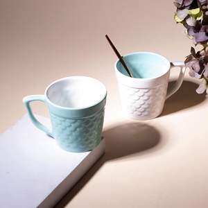 Taza de Té de Cerámica Moderna de Lujo, Diseño de Pez en Dos Tonos, 200 ml, Ecológica, Duradera, Portátil, Azul Cielo y Blanco, para Oficina y Hogar, Ideal para Regalo - Product Image 5