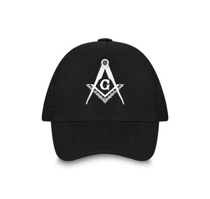 Premium Freemason Baseball Cap Black with White Embroidered Emblem Cotton Twill <b>Dad</b> <b>Hat</b> - Product Image 1