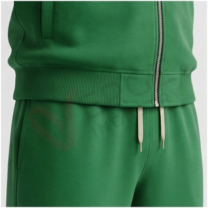 Ensemble de survêtement vert pour homme, manches longues, col montant, fermeture éclair sur le devant, imprimé géométrique, respirant, coupe sportive, coupe régulière, pour l'automne - Product Image 5