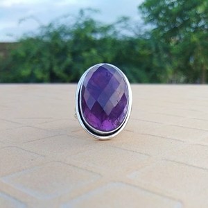 Purple <b>Amethyst</b> Ring 925 Sterling Silver Handmade Jewelry Gift For Her Elegant Women Fashion Gemstone Ring - Product Image 5