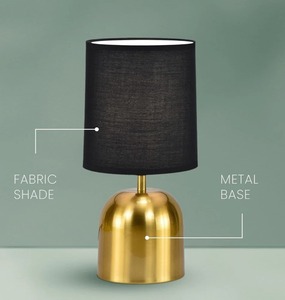 Lampe de table en fer forgé écologique avec ampoules halogènes, alimentée par courant alternatif, abat-jour en tissu noir, lampe de bureau moderne pour chambre à coucher, salon - Product Image 4