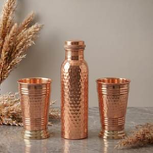 Botella de Cobre Puro Tradicional para Beber, Tapa Hermética, Diseño Moderno, Elegante, Hecha a Mano, Ecológica, para Oficina, Aire Libre, Cocina - Product Image 4