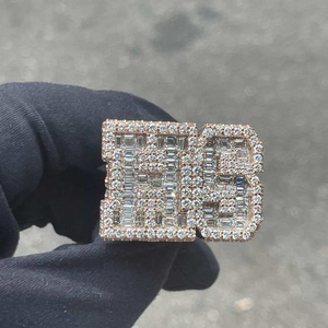 Moissanite <b>Initial</b> <b>Ring</b> Iced Out Luxury Hip Hop Statement Jewelry Mens Fashion <b>Ring</b> - Product Image 5