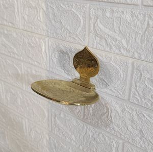 Traditional Brass Bathroom Soap Organizer <b>Wall</b> Mounted Soap Storage Tray for Luxury Washroom Decoration - Product Image 5