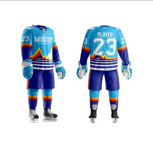 เสื้อฮอกกี้น้ำแข็งแบบกำหนดเองของ OEM สีแดงขาวลายทาง แขนยาว ชุดกีฬา - Product Image 4