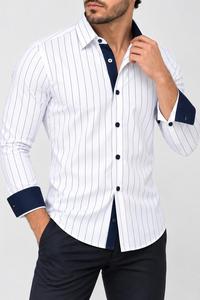 Chemise habillée pour homme, coupe classique, manches longues, couleur unie, tenue de travail décontractée avec poche, chemise formelle pour homme en tissu popeline - Product Image 6