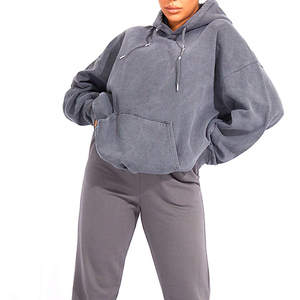 Sudadera con Capucha para Mujer, Diseño Moderno, Lavado Ácido, Estilo Casual, Hombros Caídos, Ropa Urbana para Invierno, Venta al Por Mayor, Estilo Vintage - Product Image 2