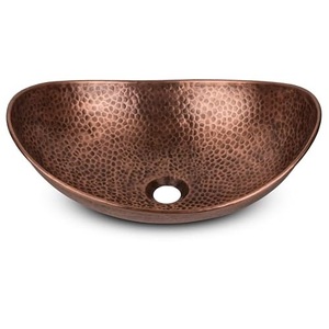 Évier en cuivre martelé à encastrer, lavabo en métal traditionnel, design durable pour la maison - Product Image 2
