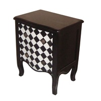 Table de chevet en bois massif, peinte en noir et blanc monochrome, style français, table de lampe en bois