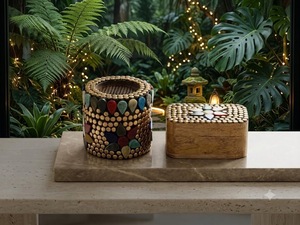 Porte-encens décoratif en mosaïque de pierre artisanale naturelle en forme de tête de Bouddha - Product Image 3