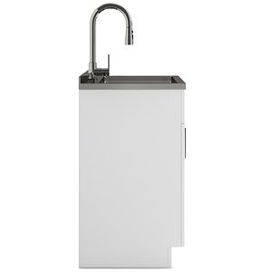 Mobile Lavanderia Moderno da 28 Pollici con Rubinetto e Lavello in Acciaio Inox, Attrezzatura per Lavaggio Bianca - Product Image 3