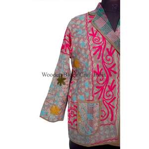 Veste Kantha tricotée ethnique été/hiver printemps, respirante, séchage rapide, écologique, vintage, décontractée pour les sorties - Product Image 2