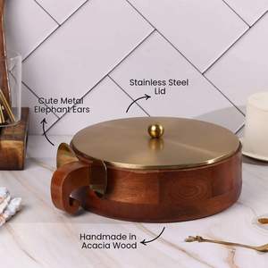 Boîte à roti en bois massif artisanale – Support isotherme pour chapati avec couvercle – Solution de rangement durable pour la cuisine – Qualité export - Product Image 2