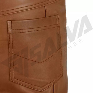 Pantalones de Motociclista de Cuero Marrón para Hombre SALVA LEATHER, Cintura Media, Cierre de Botones, Corte Recto, Peso Medio, Estilo Casual, Secado Rápido - Product Image 3