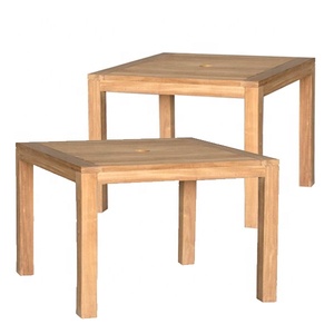 Mesa de comedor cuadrada de madera de teca maciza portátil europea, muebles de Patio al aire libre plegable para jardín, parque de playa, Hotel, Exterior - Product Image 1