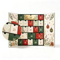 Boîte cadeau de calendrier de l'avent de Noël rigide à double porte de luxe personnalisée pour 24 jours, pour les produits de soin de la peau, les cosmétiques, les bougies, les bijoux