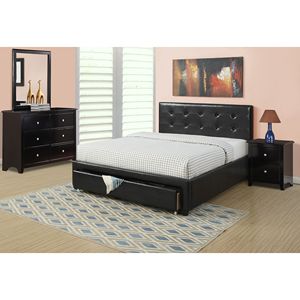 <b>Queen</b> <b>Size</b> Faux Leather Upholstered <b>Bed</b> with Black Storage Under <b>Bed</b> Bedroom Furniture - Product Image 2