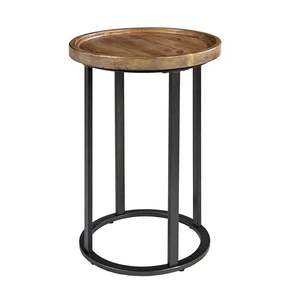 Table d'appoint en fer avec plateau en bois élégant, complétant les thèmes d'intérieur grâce à son bois chaud et son accent industriel. - Product Image 6