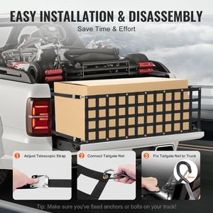 Rete per pianale camion resistente 60 x 18 pollici con 4 cinghie telescopiche regolabili, estensibile e durevole, accessori per il controllo del carico - Product Image 4