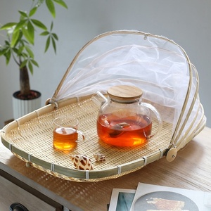 Portable Outdoor <b>Picnic</b> Bamboo <b>Basket</b> Net Hand-Woven Circle Tray for Food Serving Vegetable Bread Storage Vegetable Bread - Product Image 3